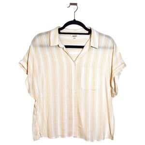 KOTON Button Down Yellow Striped Top Size Large